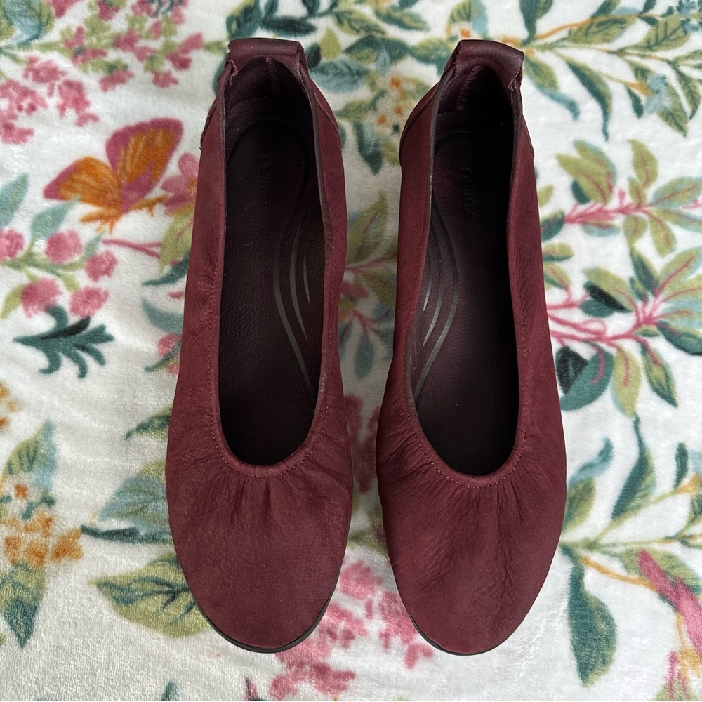 Aetrex Burgundy Nubuck Leather Flats Brianna Loafer Comfort 11.5-12